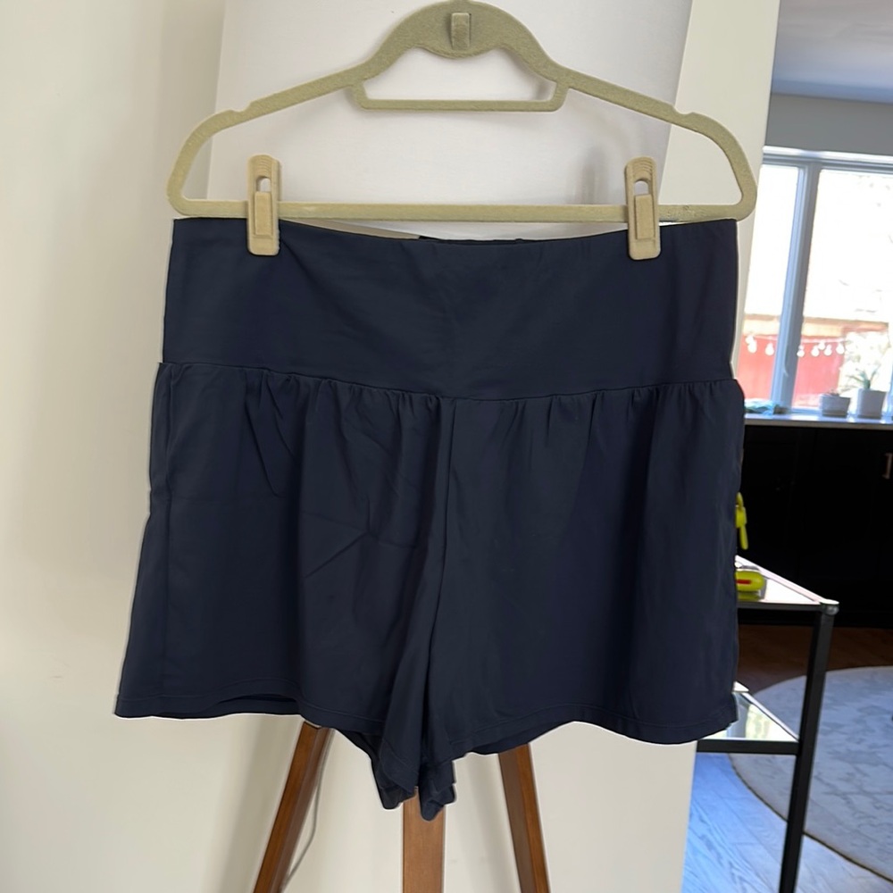 Women's Navy Shorts with built in spandex underneath